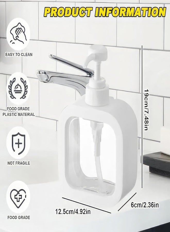 KWER 1 Pack Hand Soap Dispenser for Bathroom, Modern Dish Soap Dispenser for Kitchen Sink, Liquid Soap Container with Pump, Clear Plastic Soap Pump Bottles 300 ML (White) - Image 4